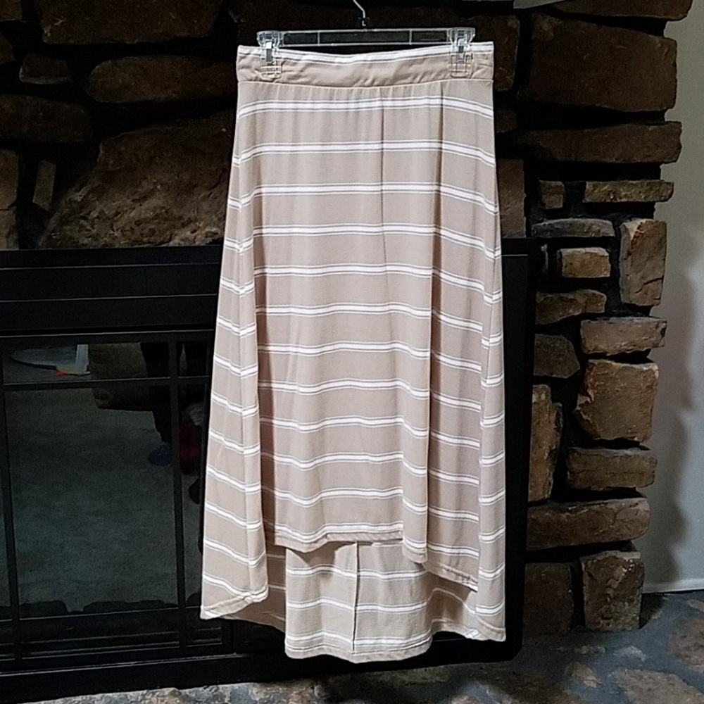 Striped Hi-Low Maxi Skirt